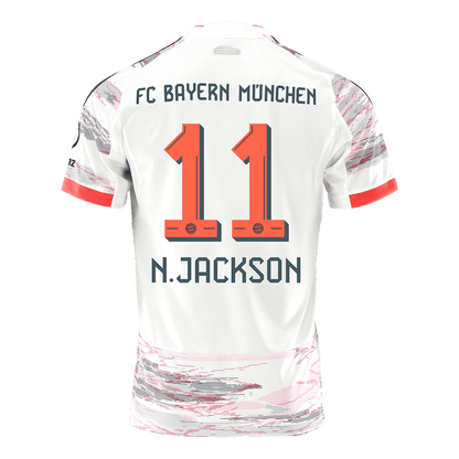 N.JACKSON #11 Bayern Munich Mens Away Soccer Jersey 2025/26 White