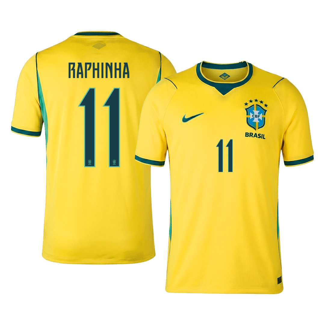 RAPHINHA #11 Brazil Mens Home Soccer Jersey World Cup 2026 Yellow