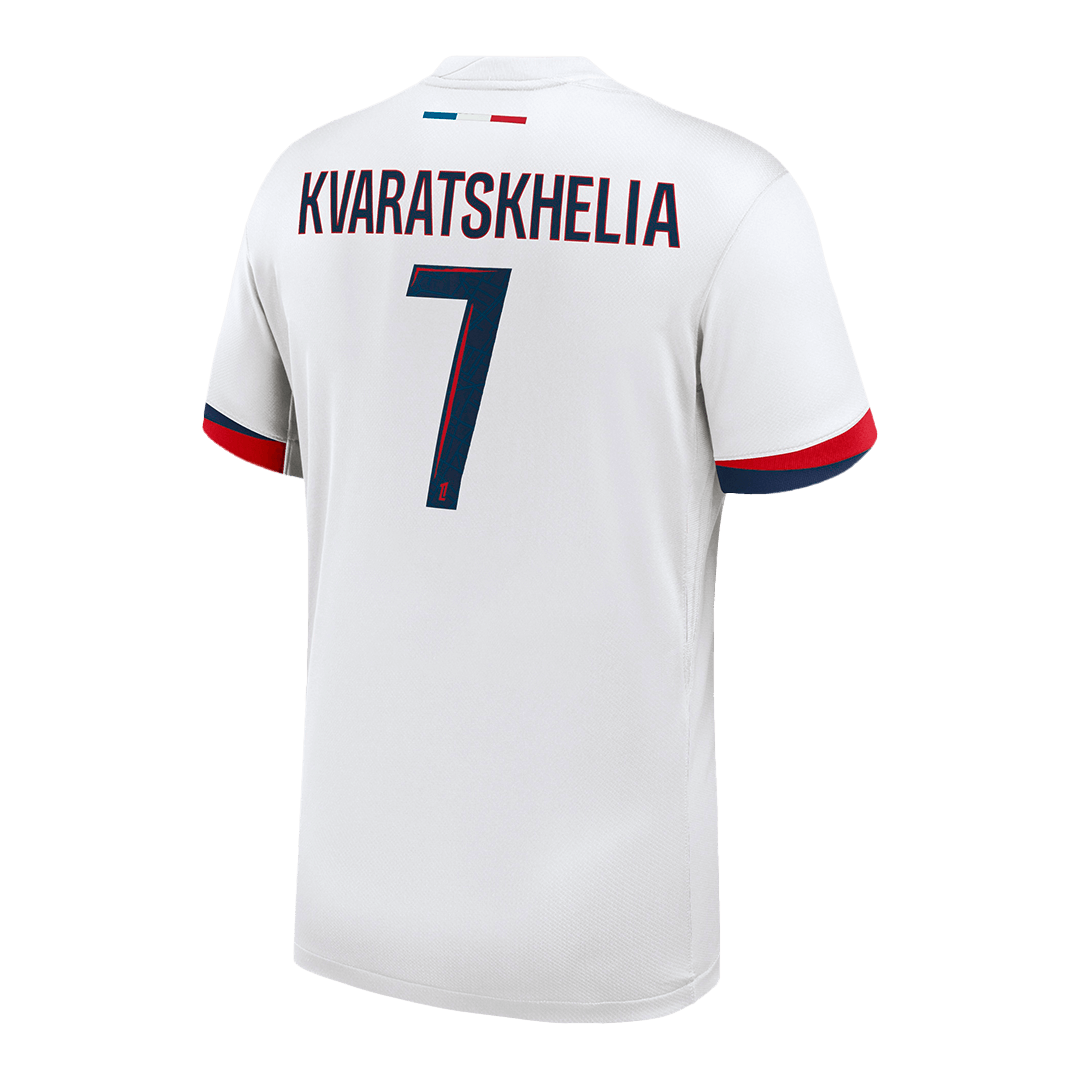 KVARATSKHELIA #7 PSG Mens Away Soccer Jersey 2025/26 White