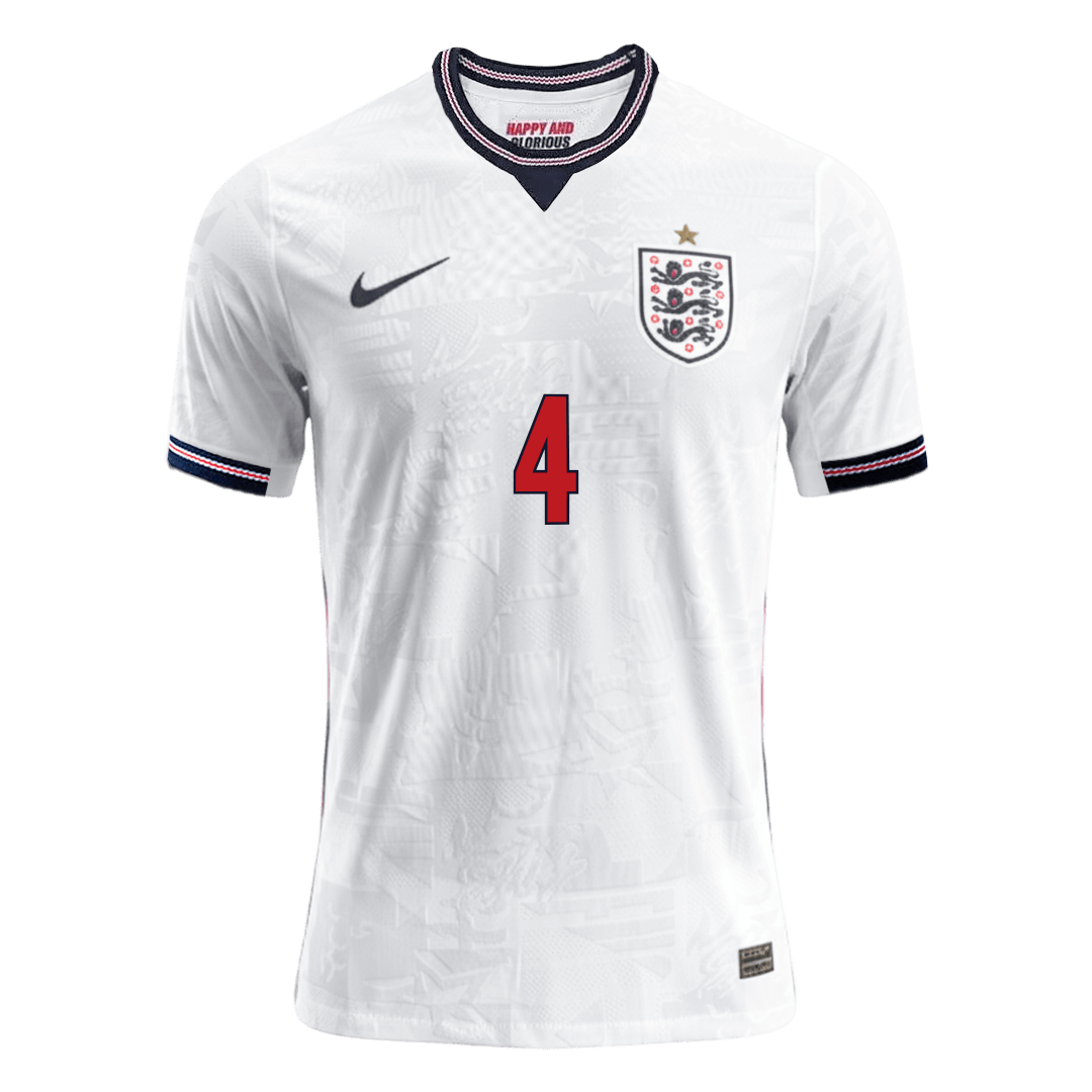 RICE #4 England Mens Home Soccer Jersey World Cup 2026 White - Player Version