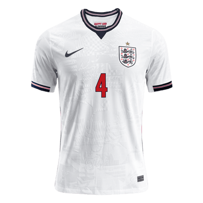 RICE #4 England Mens Home Soccer Jersey World Cup 2026 White - Player Version