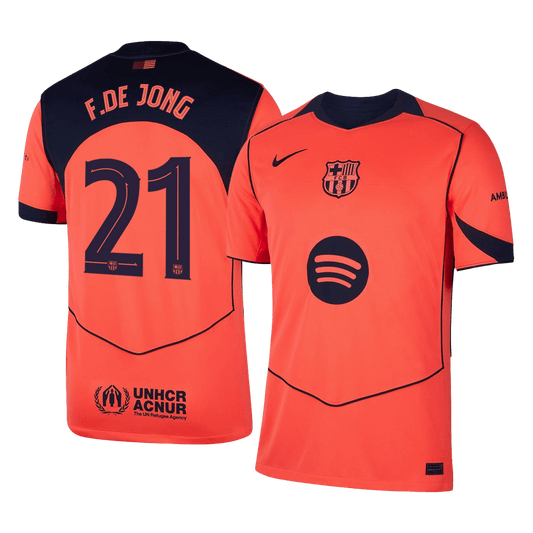 F.DE JONG #21 Barcelona Mens Third Away Soccer Jersey UCL 2025/26 Orange