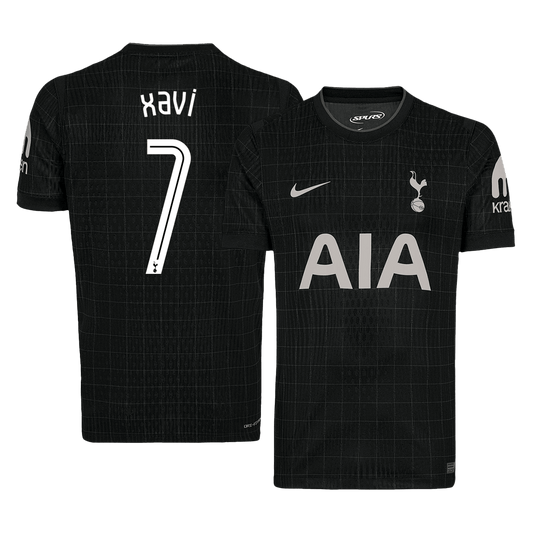 XAVI #7 Tottenham Hotspur Mens Away Soccer Jersey UCL 2025/26 Black