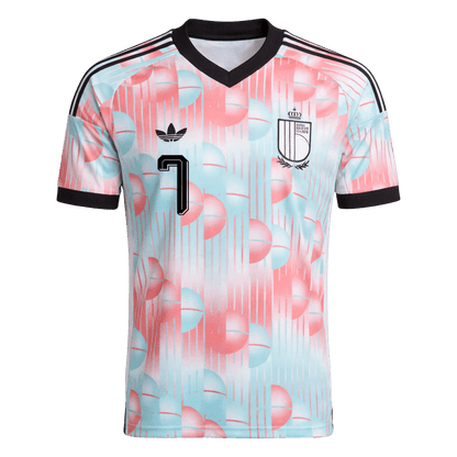 DE BRUYNE #7 Belgium Mens Away Soccer Jersey World Cup 2026 Blue&Pink