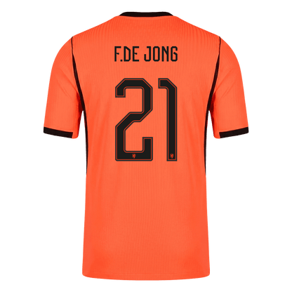 F.DE JONG #21 Netherlands Mens Home Soccer Jersey World Cup 2026 Orange - Player Version
