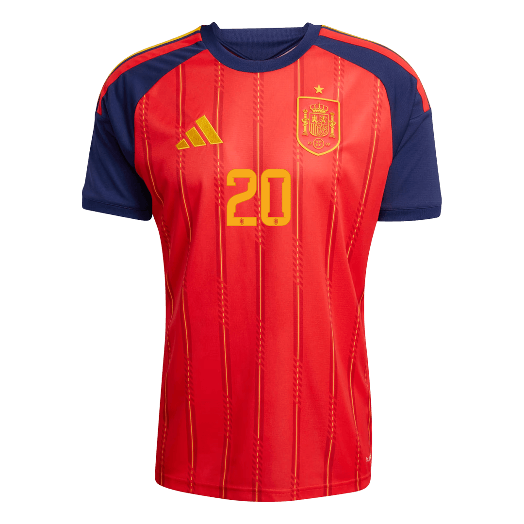 PEDRI #20 Spain Mens Home Soccer Jersey World Cup 2026 Red [PREMIUM]