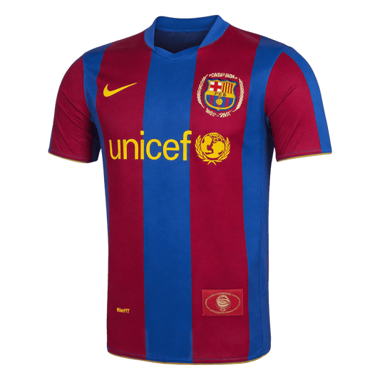 Retro Barcelona Mens Home Soccer Jersey 2007/08 Blue&Garnet