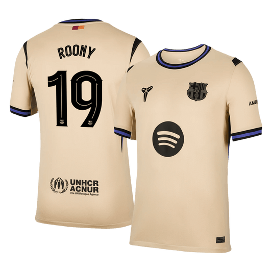 ROONY #19 Barcelona Mens Away Soccer Jersey UCL 2025/26 Yellow