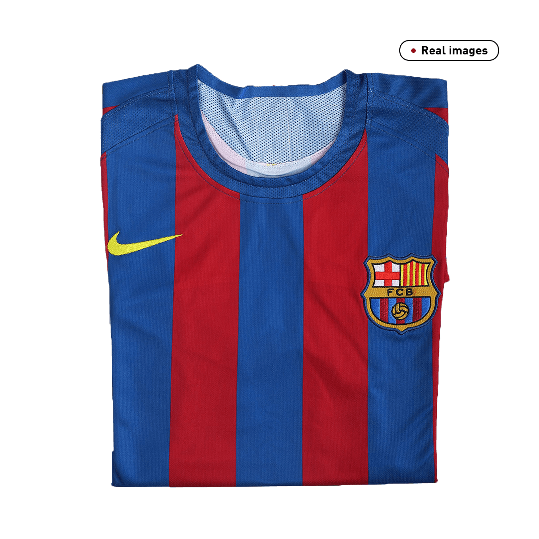 Retro Barcelona Mens Home Soccer Jersey UCL 2005/06 Red&Blue