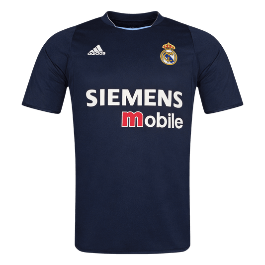 Retro Real Madrid Mens Away Soccer Jersey 2003/04 Navy