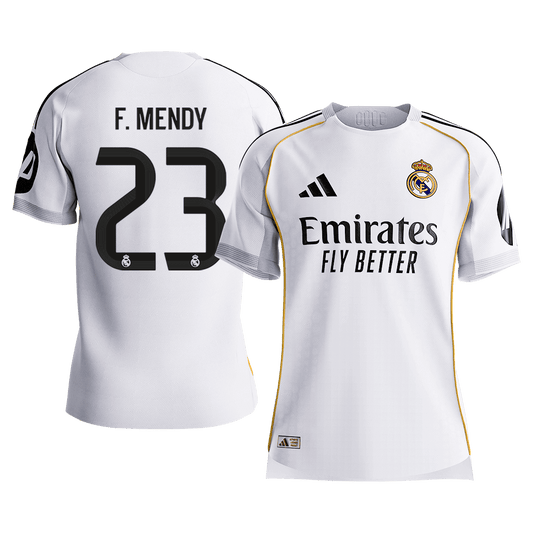 F.MENDY #23 Real Madrid Mens Home Soccer Jersey 2025/26 White - Player Version [PREMIUM]