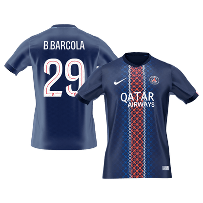 B.BARCOLA #29 PSG Mens Home Soccer Jersey 2025/26 Navy [PREMIUM]