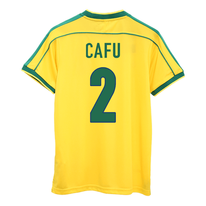 Retro CAFU #2 Brazil Mens Home Soccer Jersey World Cup 1998 Yellow