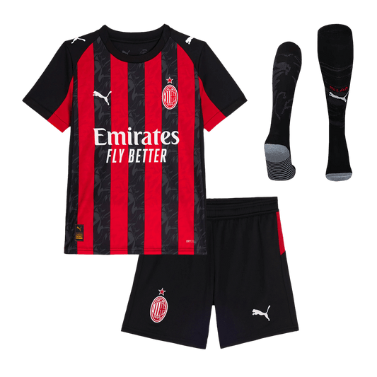 AC Milan Kids Home Soccer Full Set 2025/26 Red&Black