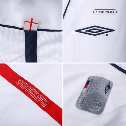 Retro BECKHAM #7 England Mens Home Soccer Jersey 2002 White
