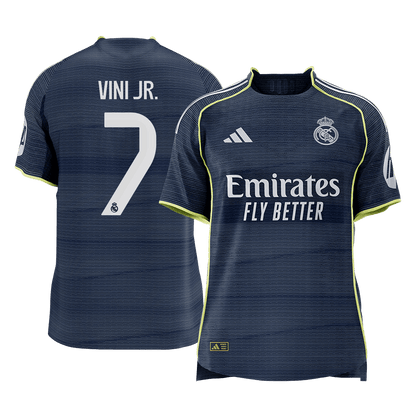 VINI JR. #7 Real Madrid Mens Away Soccer Jersey 2025/26 Navy - Player Version [PREMIUM]