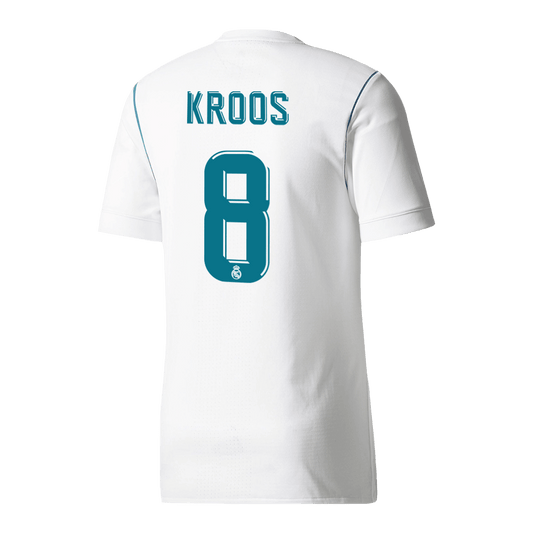 Retro KROOS #8 Real Madrid Mens Home Soccer Jersey 2017/18 White