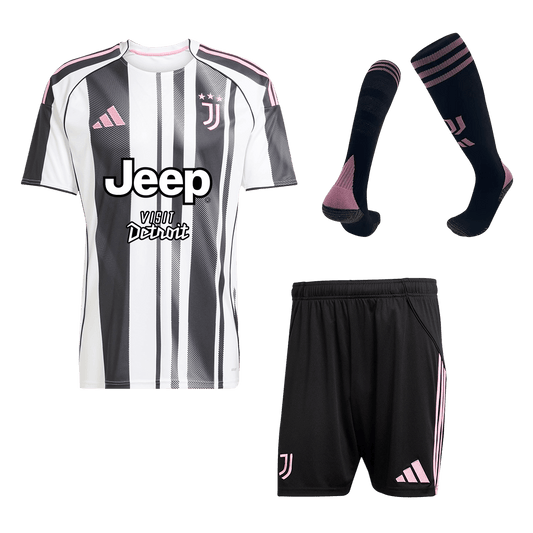 Juventus Mens Home Soccer Full Set 2025/26 Black&White