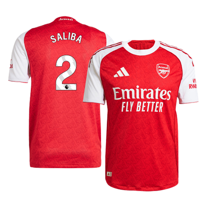 SALIBA #2 Arsenal Mens Home Soccer Jersey 2025/26 Red - Player Version