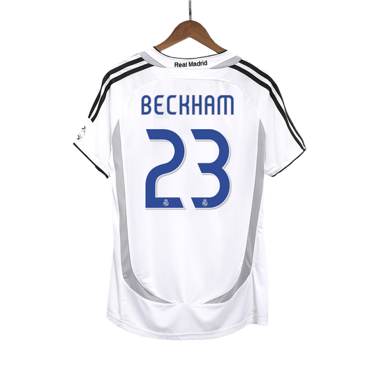 Retro BECKHAM #23 Real Madrid Mens Home Soccer Jersey 2006/07 White