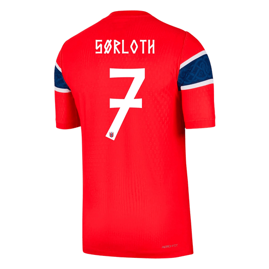 SØRLOTH #7 Norway Mens Home Soccer Jersey World Cup 2026 Red - Player Version