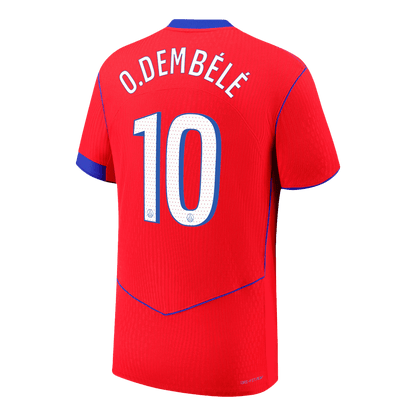 O.DEMBÉLÉ #10 PSG Mens Third Away Soccer Jersey 2025/26 Red - Player Version