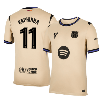 RAPHINHA #11 Barcelona Mens Away Soccer Jersey UCL 2025/26 Yellow