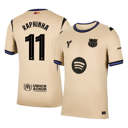 RAPHINHA #11 Barcelona Mens Away Soccer Jersey UCL 2025/26 Yellow