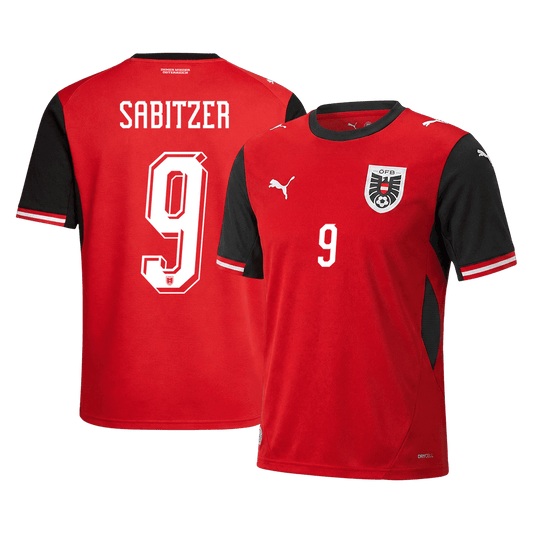 SABITZER #9 Austria Mens Home Soccer Jersey World Cup 2026 Red