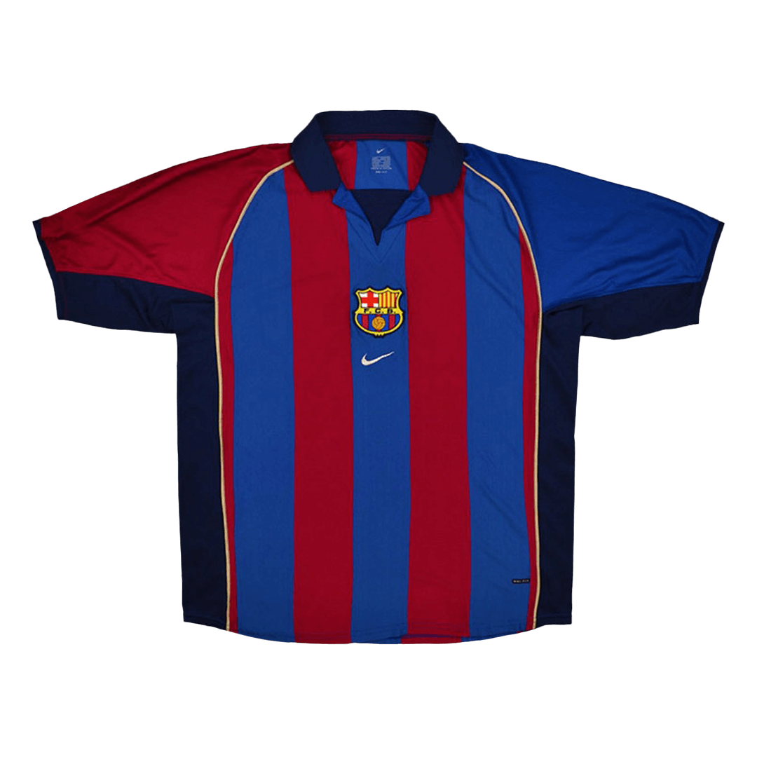 Retro RIVALDO #10 Barcelona Mens Home Soccer Jersey 2001/02 Red&Blue