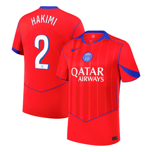 HAKIMI #2 PSG Mens Third Away Soccer Jersey 2025/26 Red