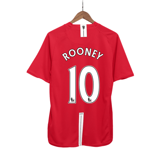 Retro ROONEY #10 Manchester United Mens Home Soccer Jersey 2007/08 Red
