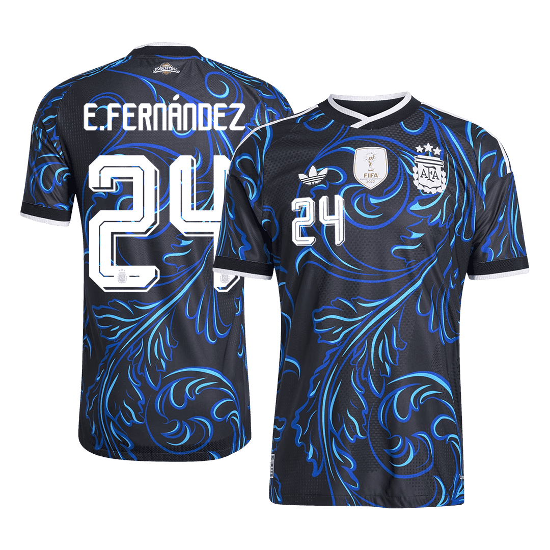 E. FERNÁNDEZ #24 Argentina Mens Away Soccer Jersey World Cup 2026 Black - Player Version