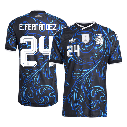E. FERNÁNDEZ #24 Argentina Mens Away Soccer Jersey World Cup 2026 Black - Player Version