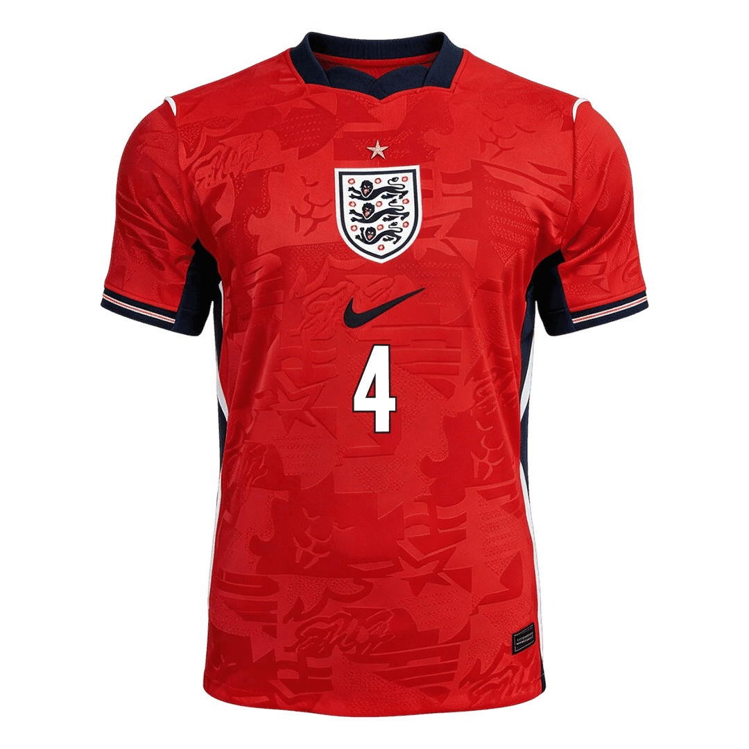 RICE #4 England Mens Away Soccer Jersey World Cup 2026 Red