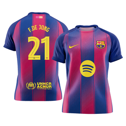 F.DE JONG #21 Barcelona Mens Home Soccer Jersey UCL 2025/26 Red&Blue [PREMIUM]