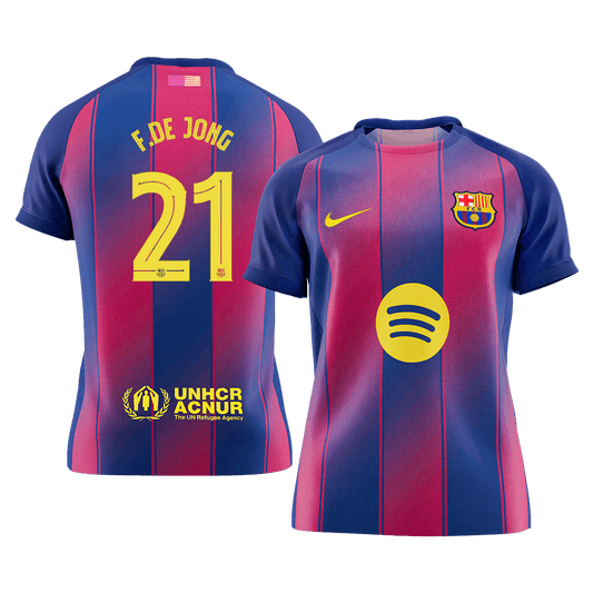 F.DE JONG #21 Barcelona Mens Home Soccer Jersey UCL 2025/26 Red&Blue [PREMIUM]