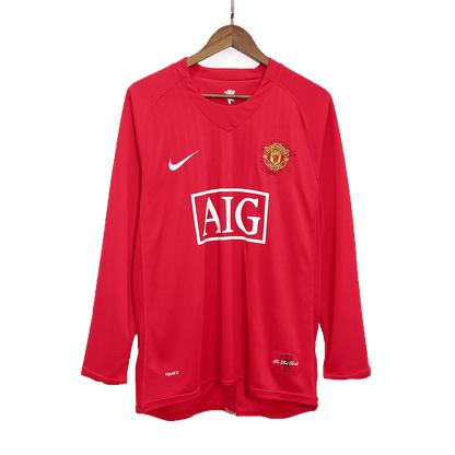 Retro Manchester United Mens Home Long Sleeve Soccer Jersey 2007/08