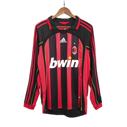 Retro RONALDO #99 AC Milan Mens Home Long Sleeve Soccer Jersey 2006/07 Red&Black