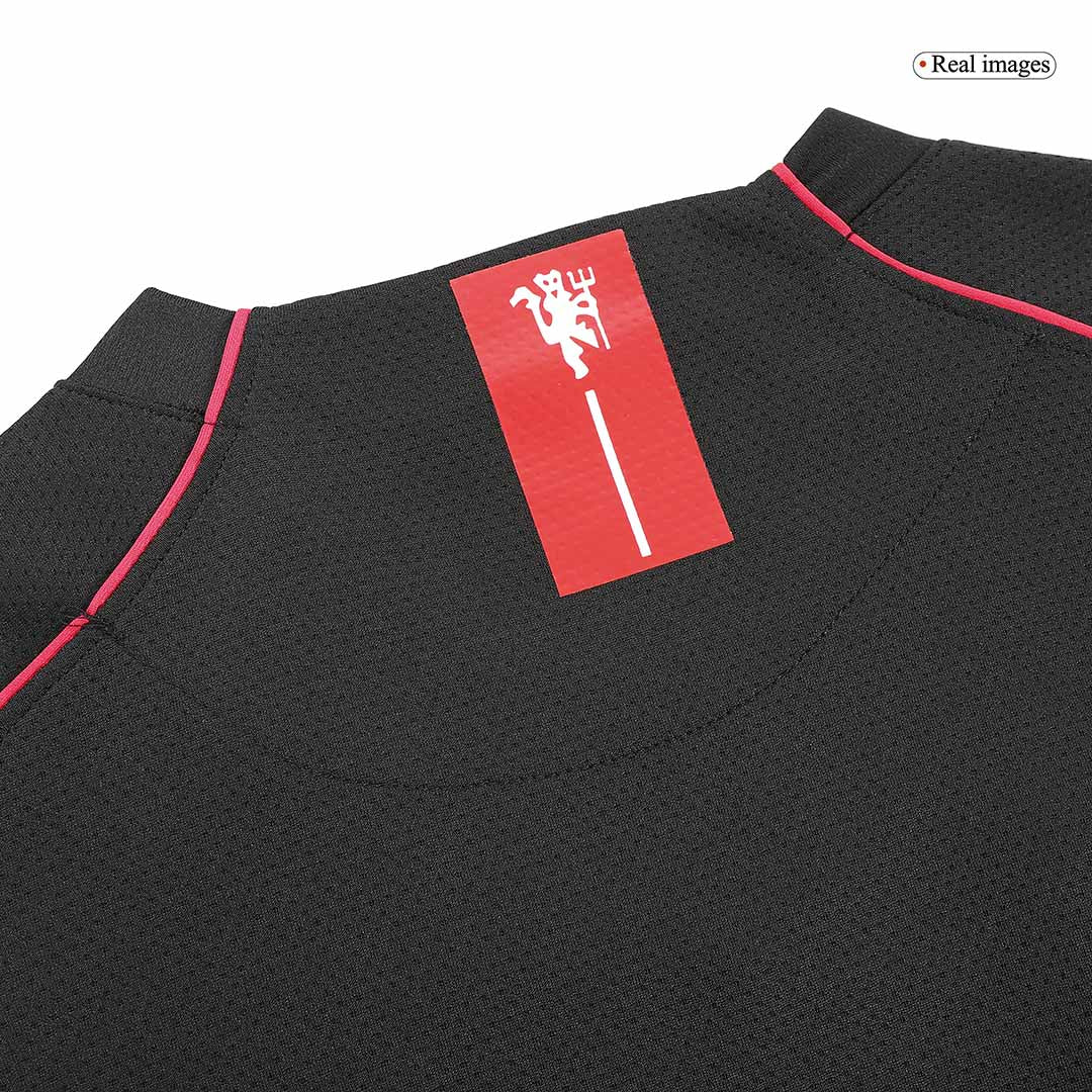Retro Manchester United Mens Away Long Sleeve Soccer Jersey 2007/08 Black