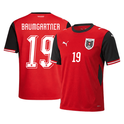 BAUMGARTNER #19 Austria Mens Home Soccer Jersey World Cup 2026 Red