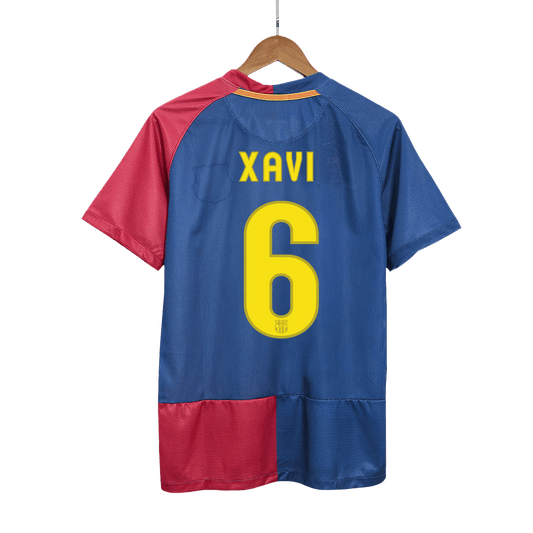 Retro XAVI #6 Barcelona Mens Home Soccer Jersey UCL Final UCL 2008/09 Blue&Red