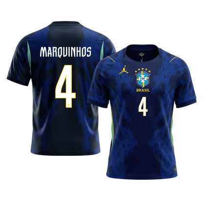 MARQUINHOS #4 Brazil Mens Away Soccer Jersey World Cup 2026 Navy