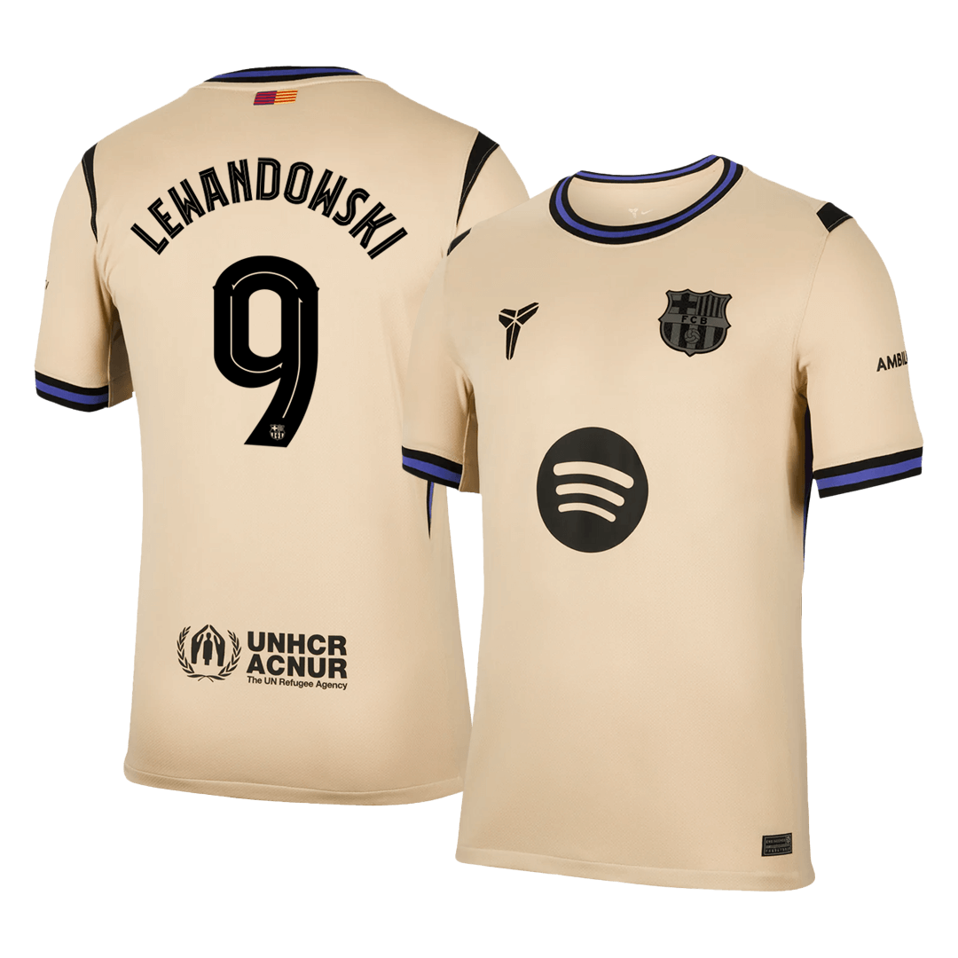 LEWANDOWSKI #9 Barcelona Mens Away Soccer Jersey UCL 2025/26 Yellow