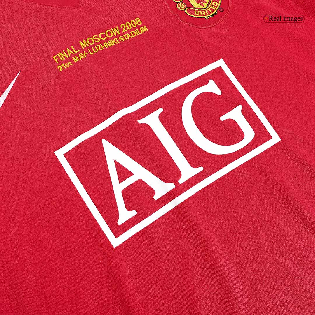 Retro RONALDO #7 Manchester United Mens Home Long Sleeve Soccer Jersey UCL Final UCL 2007/08 Red