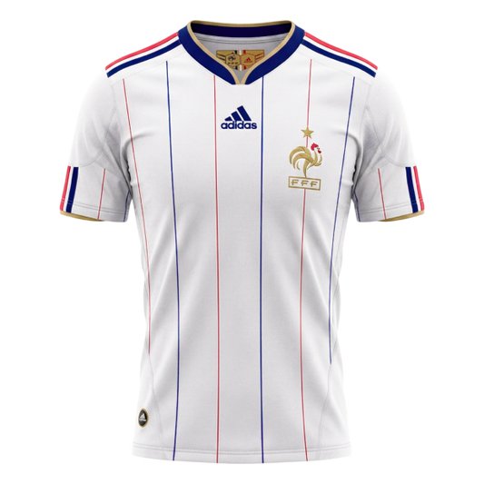 Retro France Mens Away Soccer Jersey 2010 White