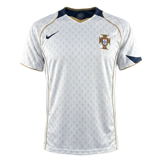 Retro Portugal Mens Away Soccer Jersey 2004 White
