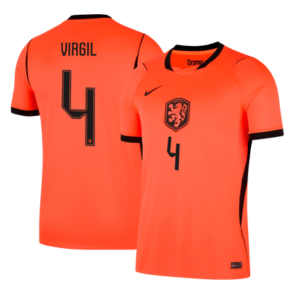 VIRGIL #4 Netherlands Mens Home Soccer Jersey World Cup 2026 Orange