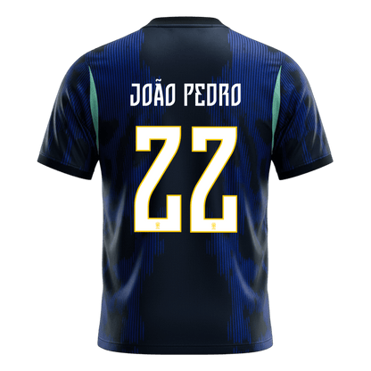 JOÃO PEDRO #22 Brazil Mens Away Soccer Jersey World Cup 2026 Navy