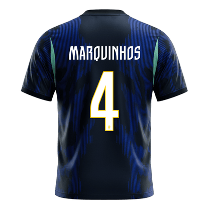 MARQUINHOS #4 Brazil Mens Away Soccer Jersey World Cup 2026 Navy